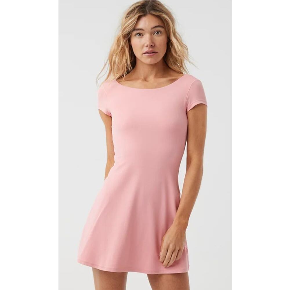 Elegant Pink Cap Sleeve Dress